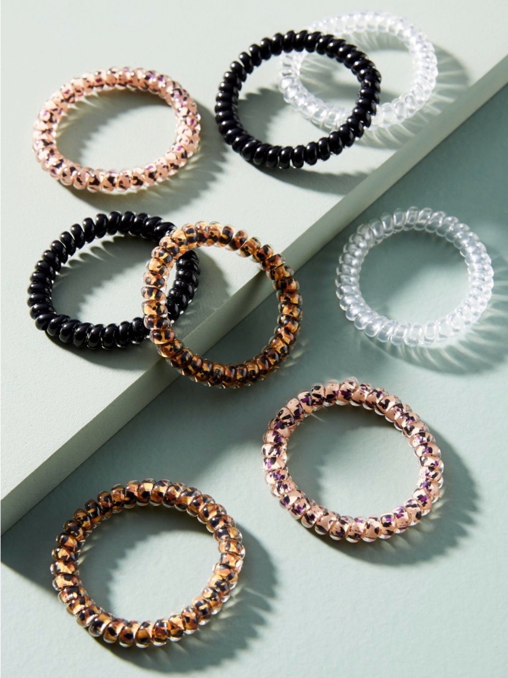 Anthropologie Coiled Hair Tie Set Neutral Rose 16 Total Coils 2 Sets of 8 New - Picture 3 of 6